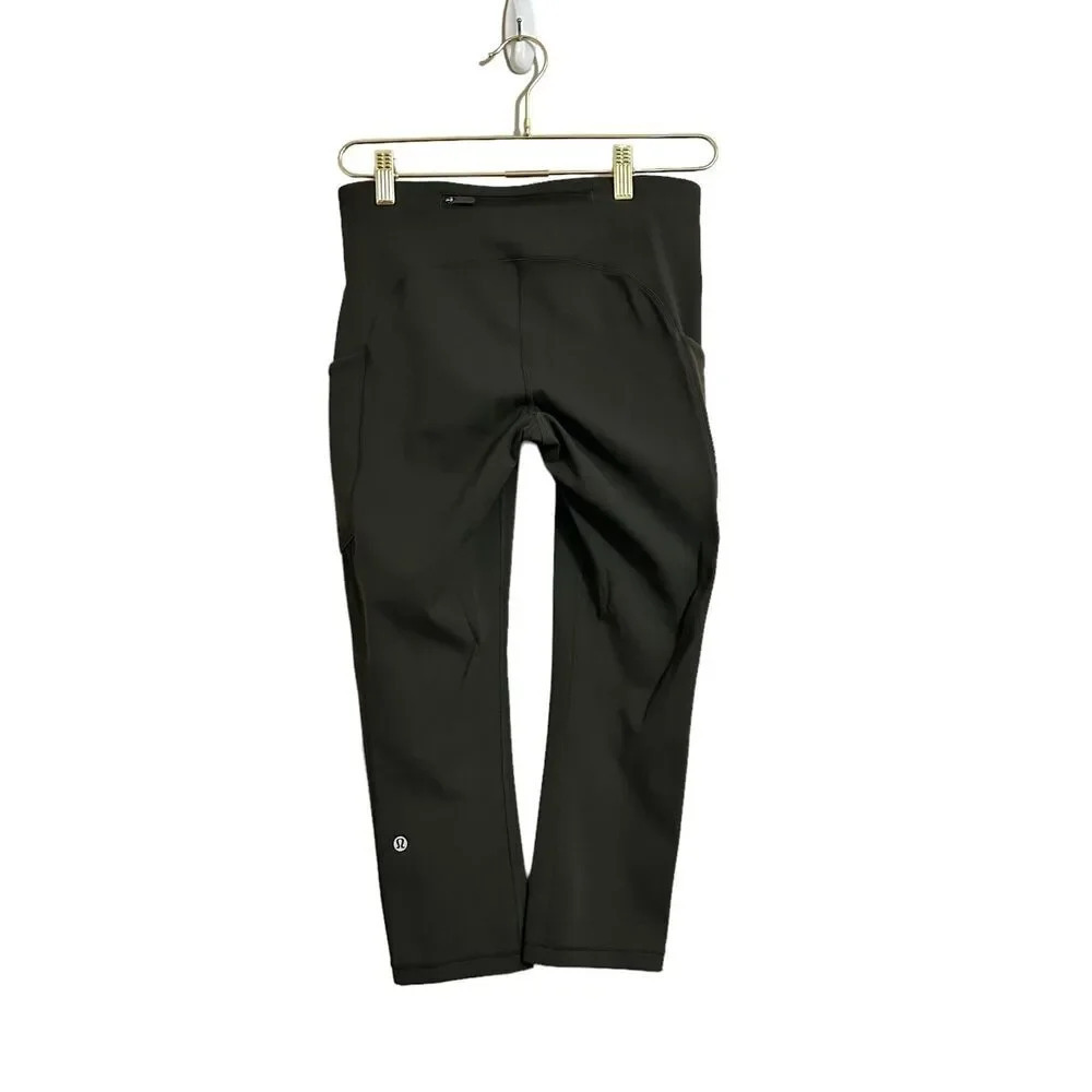 Lululemon Speed Up Crop 21" Women's 6 Dark Olive Stretch Breathable Gym
